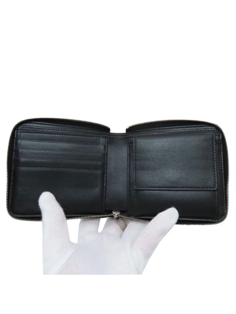 Celine Zip Bifold Wallet Grained Calfskin